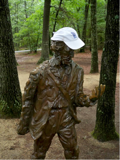 Statue of Henry D. Thoreau with Pure Sport cap