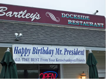 Banner at restaurant in Kennebunkport, ME