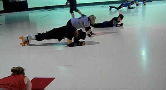 HH3 exercising with Tragic City Rollers